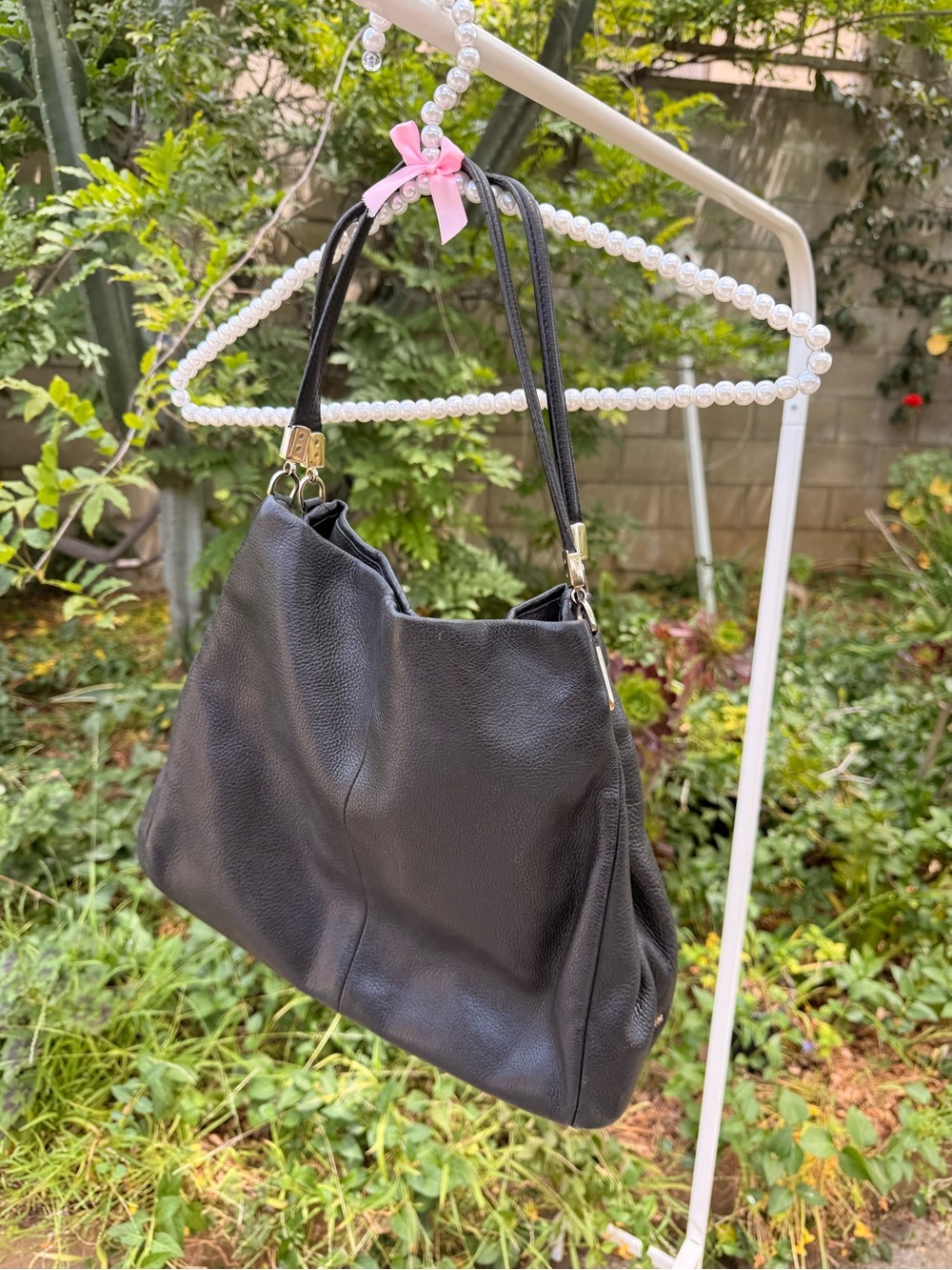 Coach Black Leather Satchel with Gold Hardware